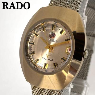 Used Working RADO Balboa V Cut Glass Date Gold Color Automatic Winding AT