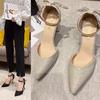 Pointed stiletto sequins hollow fashion sandals summer new fashion casual professional high heels