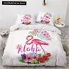 Flamingo Duvet Cover King Queen 3D Pink Animal Bedding Set For Kids Teens Adults Watercolor Style Quilt Cover With Pillowcase