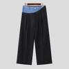 INCERUN Men Patchwork Zip-up Waist Casual Long Straight Pants Trousers