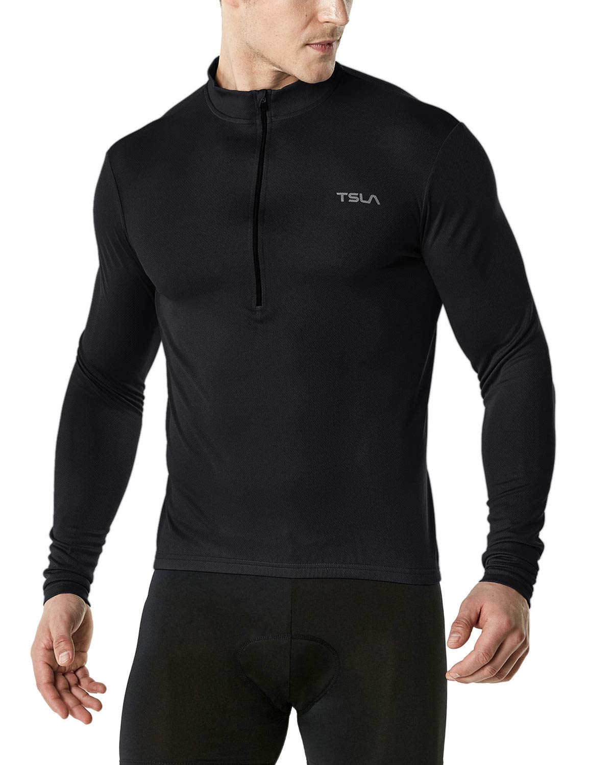 

Tesla Long Sleeve Cycling UV Breathable Mesh Dry Cycling Bicycle Outdoor Sports Men s Jersey, Half-Zip, Sweat-Wicking, Quick-Drying, Protection,
