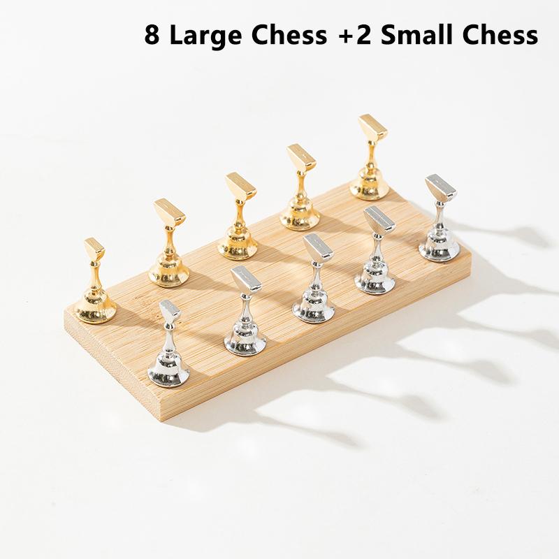 

Двухрядный магнитный держатель для ногтей, подставка для практики, демонстрационная полка для УФ-гель-лака, деревянная основа в виде шахматной доски, инструмент для маникюра