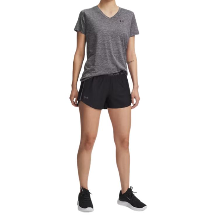 Under Armour Techplay Up Comfortable Fashion Simple Versatile Solid Color Sports Shorts Women Shorts Black 1389882-001