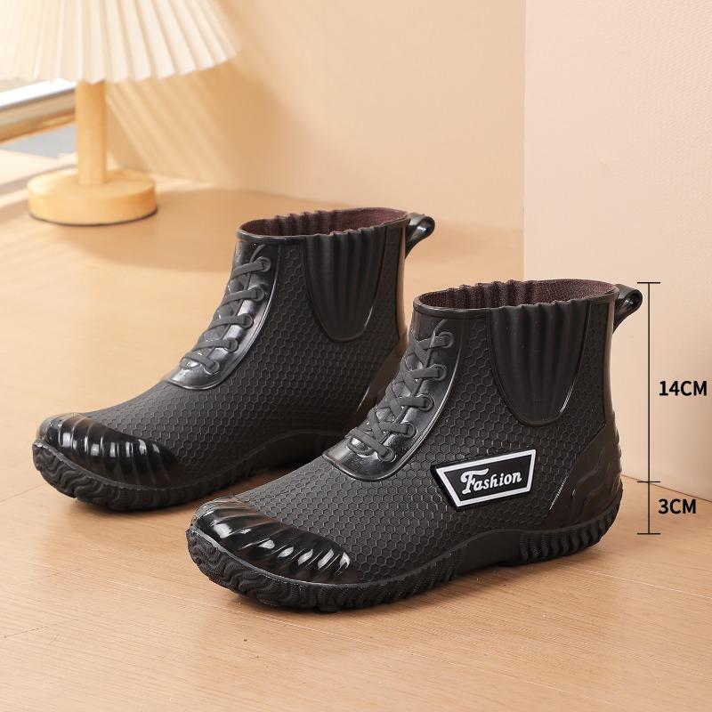 

Short tube non-slip thickened rain shoes women wear treading water rain boots work adult overshoes waterproof shoes 36
