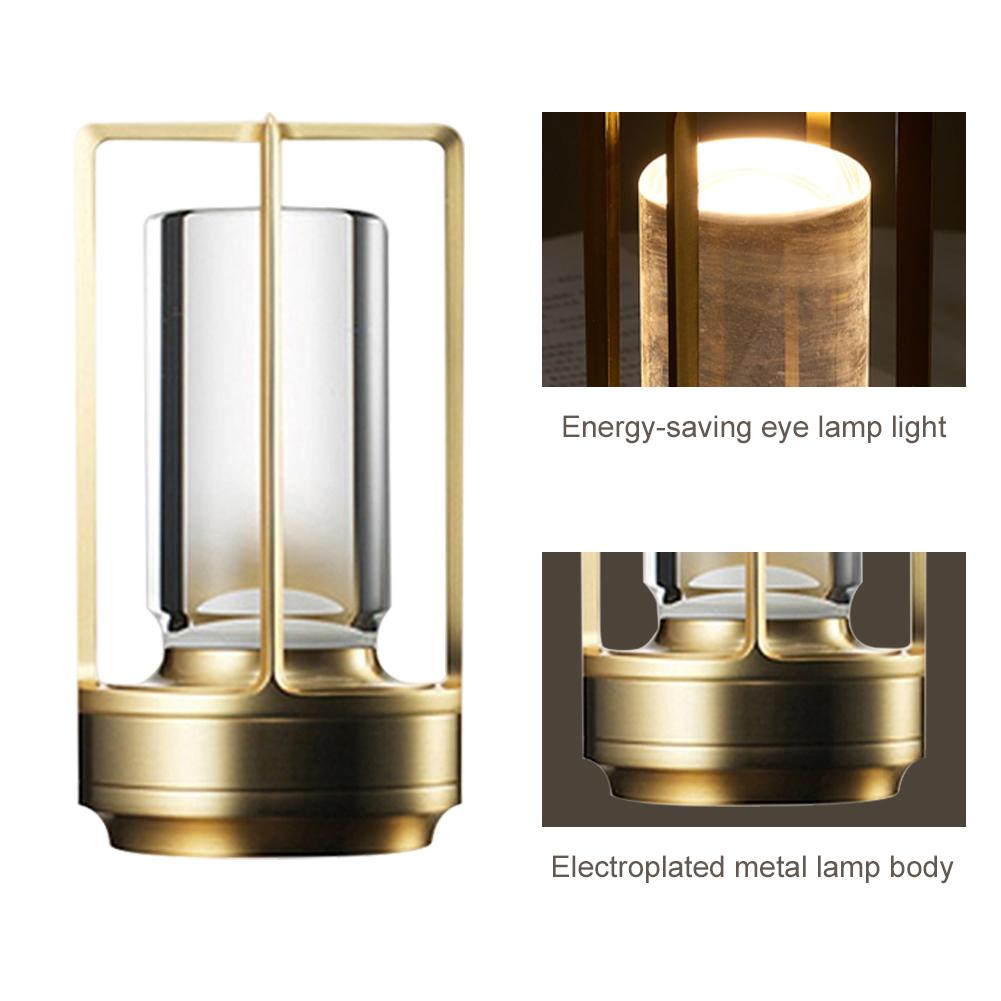 LED Cordless Table LampTouch Dimming Nordic Metal Desk Lamps Outdoor Camping Atmosphere Light Restaurant Creative Night Lights