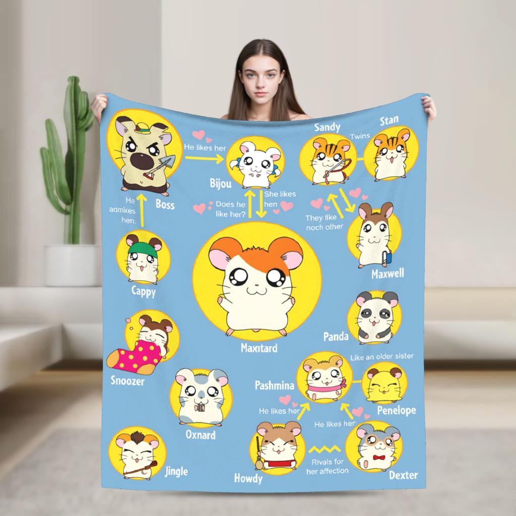 Adventure Story Hamtaro Blanket Super Warm Novelty Plush Bedding Throws For Bedroom Airplane Travel Flannel Bedspread Bed Cover