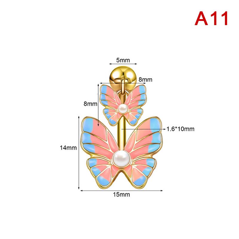 Pink Pendant Belly Button Ring For Women Stainless Steel Navel Piercing Jewelry Rabbit Heart Bear Butterfly Belly Ring