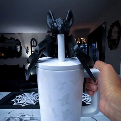 Halloween Bat Straw Cover Cap Reusable Straws Topper Festive Atmosphere Straws 10/12mm Diameter Straws Protector for Tumbler Cup