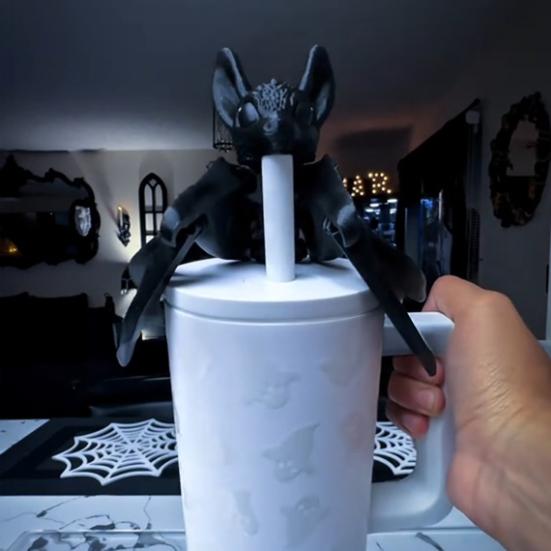 Halloween Bat Straw Cover Cap Reusable Straws Topper Festive Atmosphere Straws 10/12mm Diameter Straws