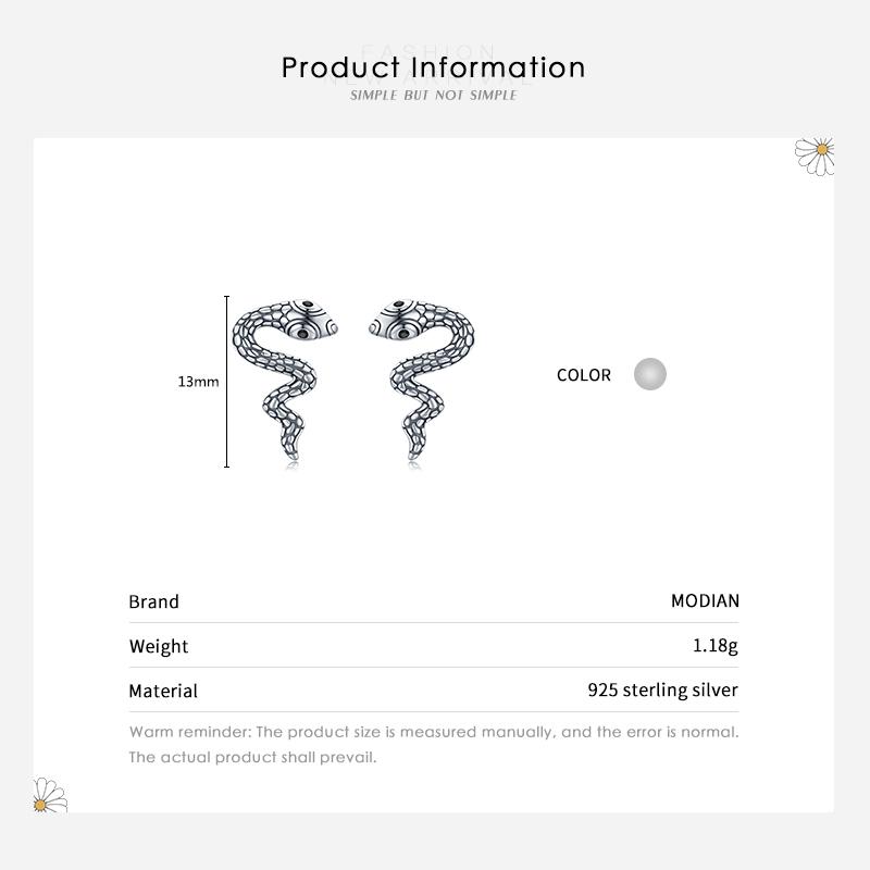 MODIAN Vintage Charm Muster Schlange Ohrstecker 925 Sterling Silber Punk Hypoallergen Ohrstecker Für Frauen Party Schmuck