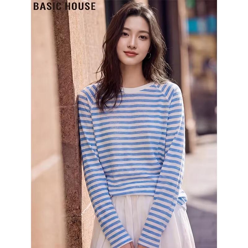 Базовая полосатая женская футболка с длинным рукавом Basic House L