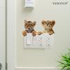 Self-adhesive Cartoon Animals Flowers Butterflies Switch Wall Stickers Puppy Kitten for Bedroom Living Room Home Decor
