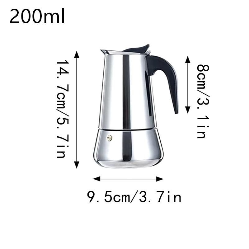 

4/6 чашек из нержавеющей стали итальянская верхняя часть Moka Espresso Cafeteira Expresso Percolator Stovetop Coffee Maker Moka Pot 200ml серебряный