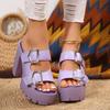 Summer Women High Heel Sandals Platform Fashion Simple Slippers Women Buckle with High Heels Open-toe Heeled Ladies Slides Shoes