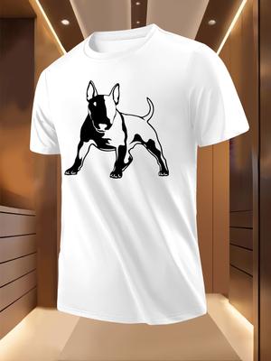 Black White Bull Terrier Silhouette Print Tshirt - Breath...
