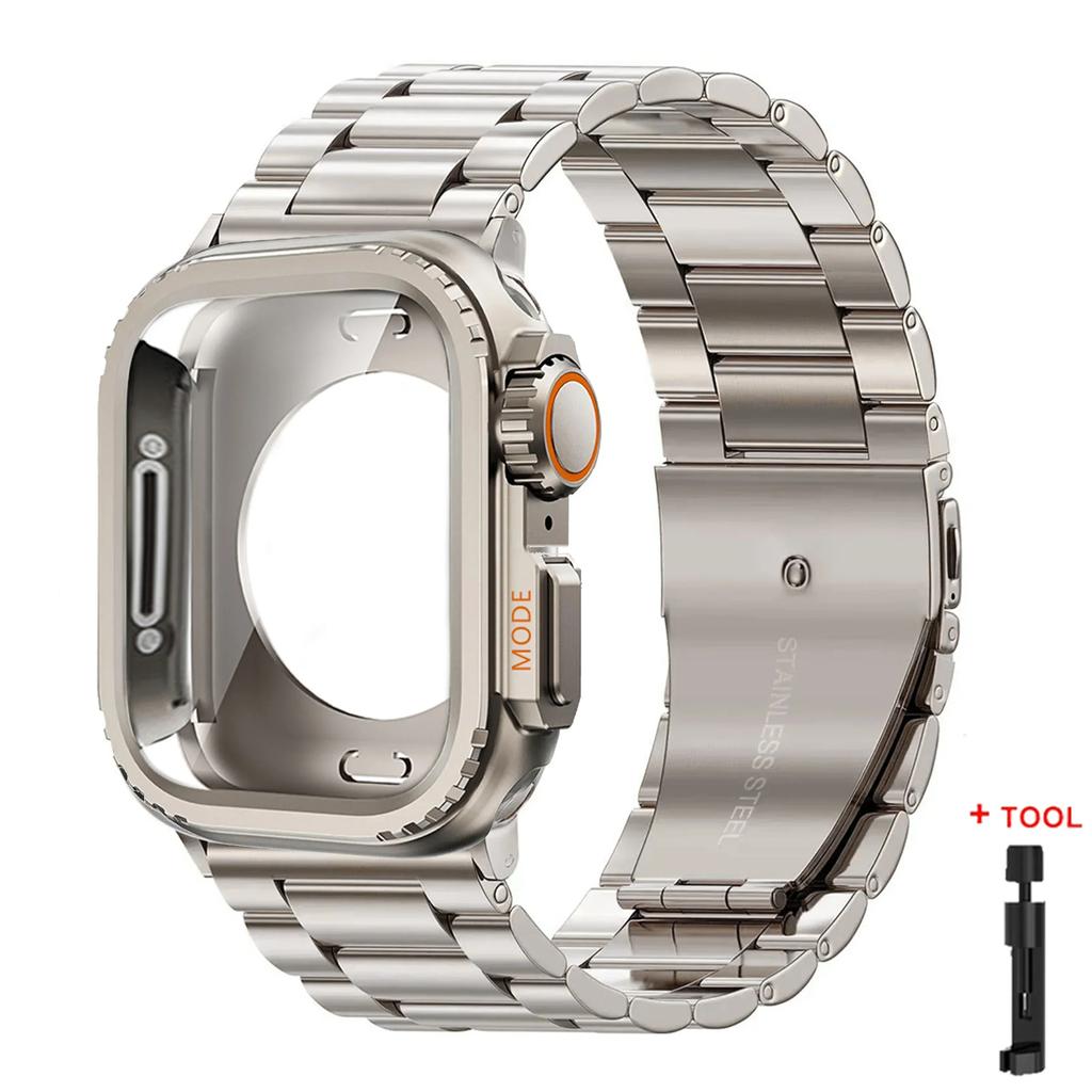 Custodia+Cinturino per Apple Watch Ultra 2 Cinturino 49mm 46mm 42mm 45mm 44mm Braccialetto in Acciaio Inossidabile IWatch Serie 10 9 8 7 SE Copertura Metallica