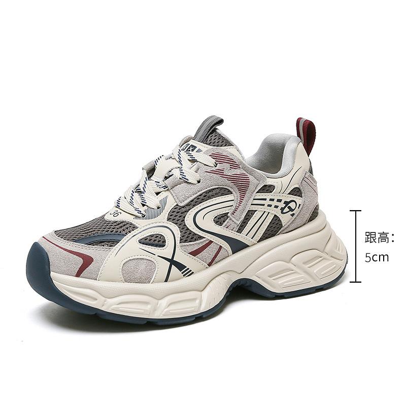 2025 Early Spring New Dad Shoes Women's Thick-soled Lightweight Soft-soled Retro Non-slip Heightening Breathable Sports and Leisure Shoes Women
