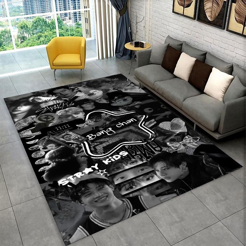 Moderne Kpop Bang Chan Stray Kids Rutschfeste Teppichmatte für Wohnzimmer, Schlafzimmer, Spielzimmer, Weicher Teppich Bodenmatte Heimdeko Teppich Geschenk