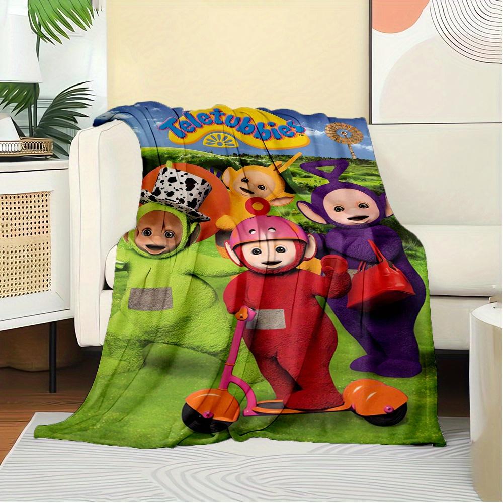 1pc Teletubbies,Outdoor,FunDigital Print Fleece Blanket - Contemporary Style, Suitable for All Seasons, Perfect for Home, Travel, or Camping