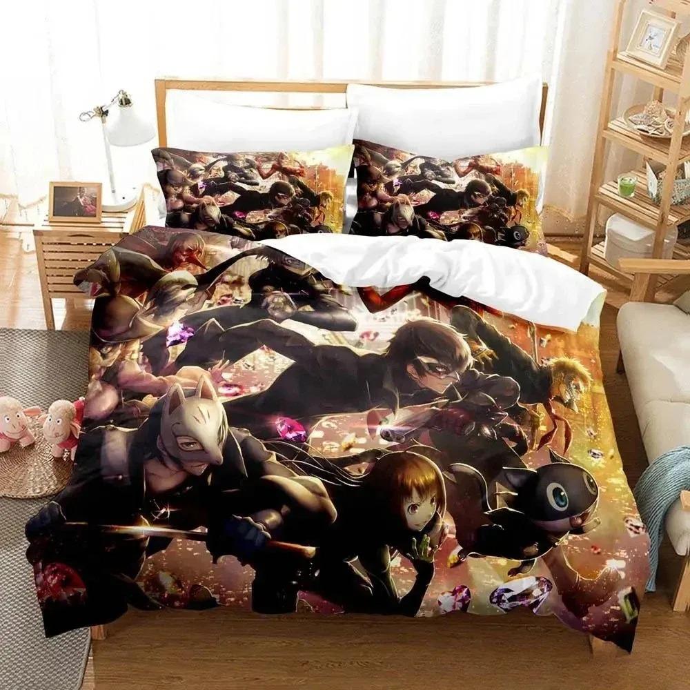 3D Printing Game Persona 5 Bedding Set Cartoon Anime three-piece set Adult Kid Bedroom Duvet cover Sets Birthday Home Textiles