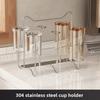 Stainless Steel Cup Drying Rack Upside-Down Saving Space Glass Cup Storage Rack with Handle Large Capacity