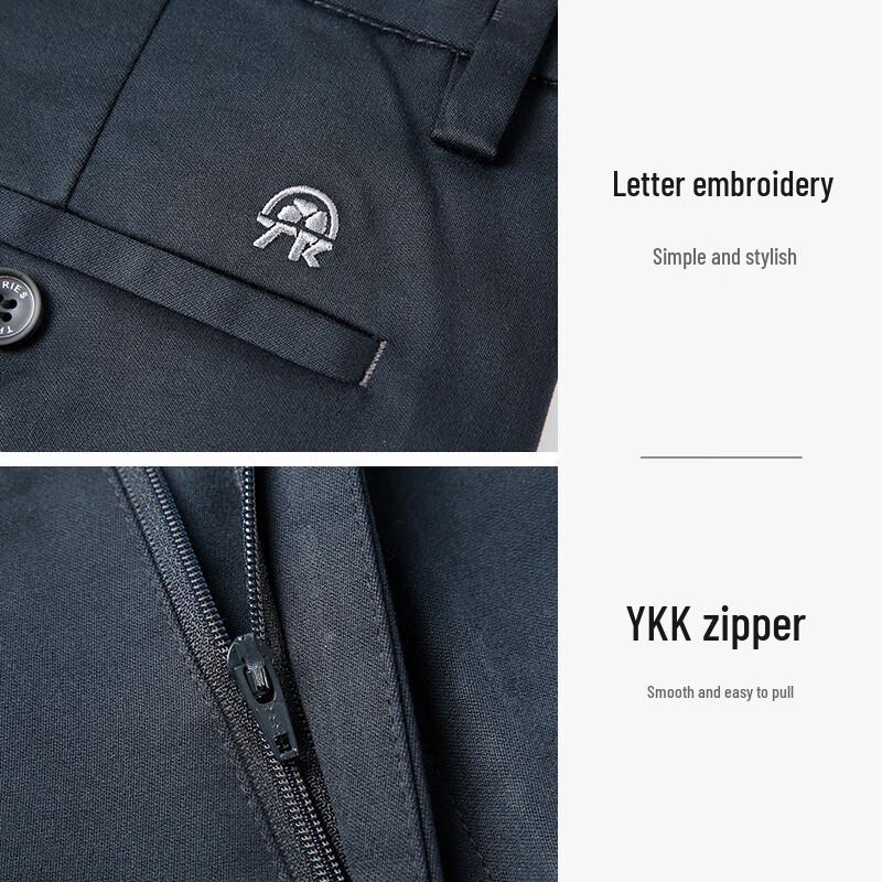 Men's Business Casual Straight Wool Blend Trousers