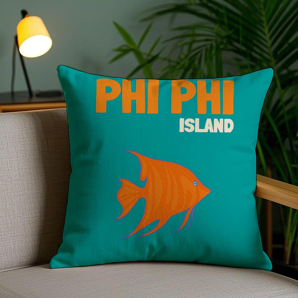 

Hand Drawn Marine Life Pillow Case Silky Elegant Comfort Sofa Bed Invisible Zipper 30X30cm