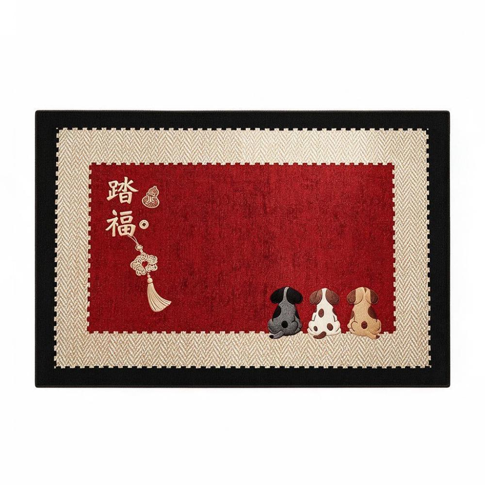 Stain-resistant Spring Festival Door Mat Anti Slip Welcome Mat New Year Floor Mat Hallway