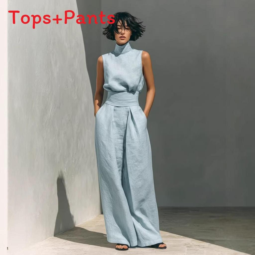 Einfarbiges ärmelloses T-Shirt für Damen aus Polyester im lässigen Sommerstil für zu Hause und die Freizeit
