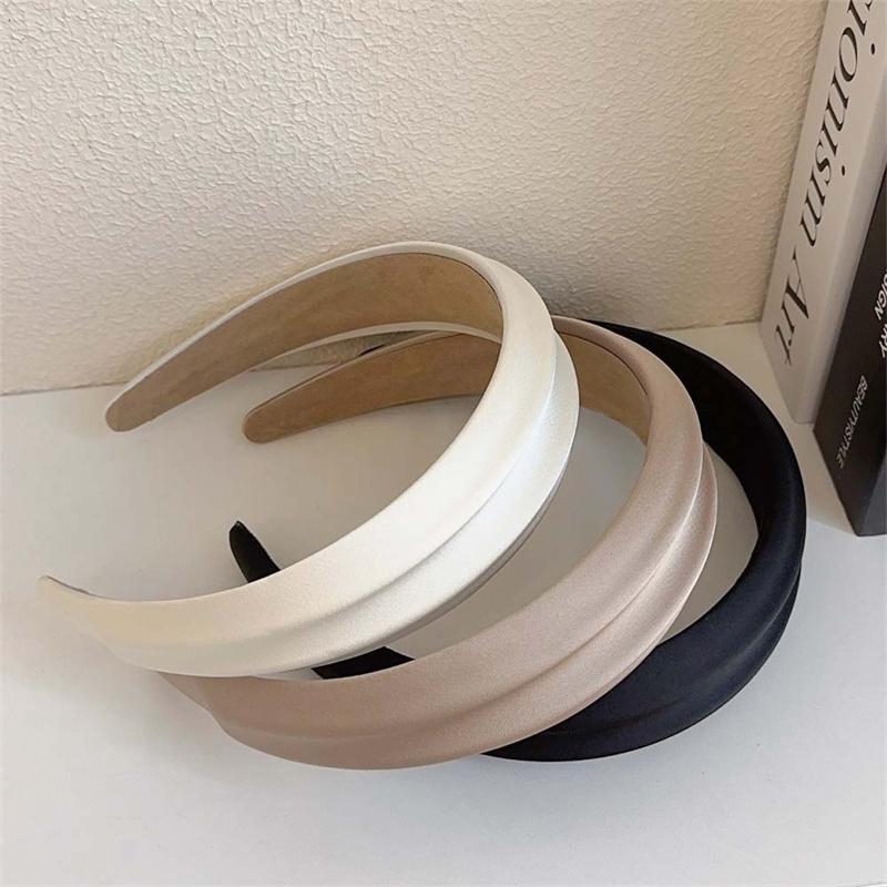 Elegant Women High Cranium Headbands Wide Brimmed Satin Cloth Hairbands Fashion Female Daily Party Press Hair Accessories