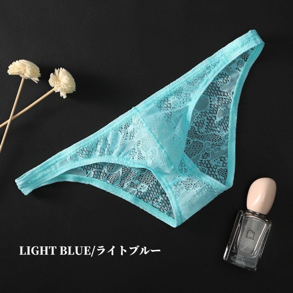 Full Lace Bikini Lace Lace Inner Sexy Shorts Light [Jester] Men's Shorts, Underwear, (M, Blue)