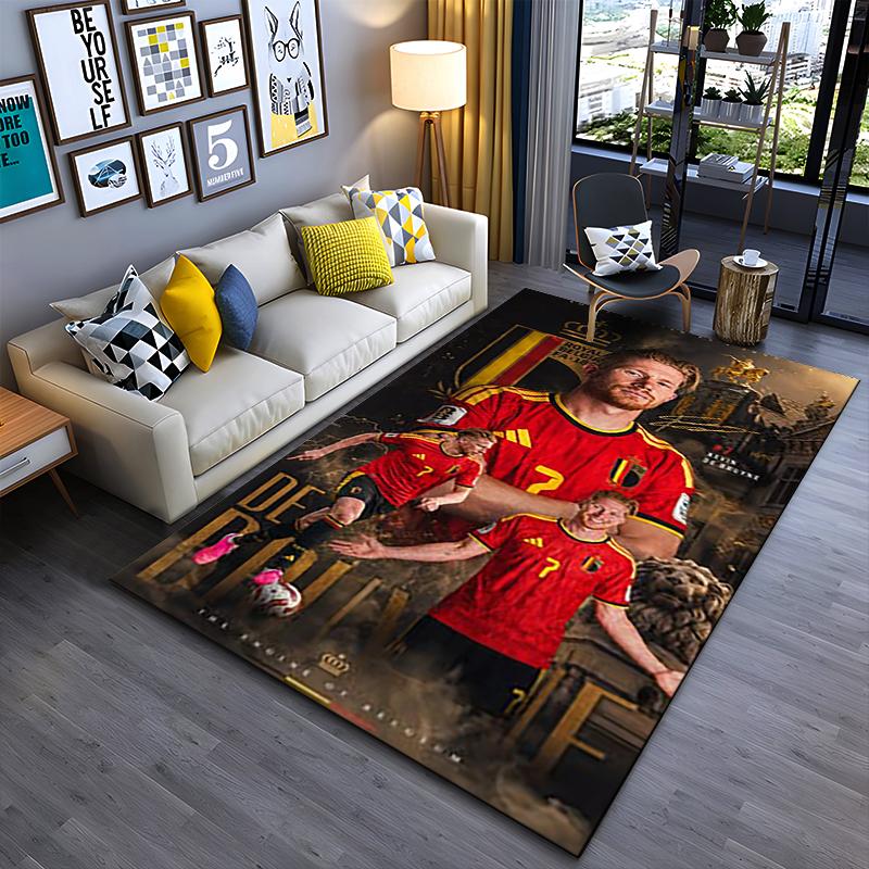 Sports Area Rug, Kevin De Bruyne Belgium 7 Red Poster, Fan Cave Decor, Non-Slip Mat