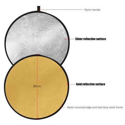 80cm 32Inch Photography Light Reflector 5 In 1(Translucent, Silver, Gold, White, Black) Collapsible Multi Disc for