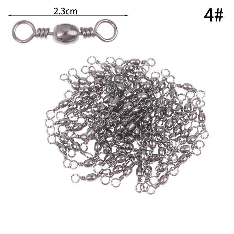 100Pcs Fishing Rolling Swivel Snap Drag Stainless Steel Fishhooks Barrel Swivel Fishing Line Connector Saltwater Freshwater
