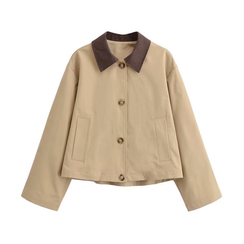 Spring 2026 European & American Style Patchwork Collar Windbreaker Jacket Small
