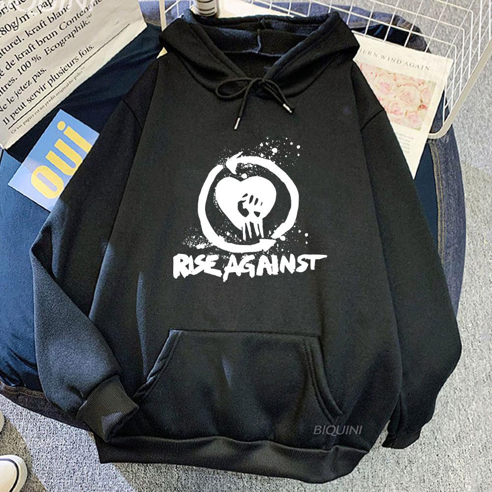 Hip-hop Rising Anti-Logo Hoodie for Men - Autumn/Winter Fleece Loose Sweatshirt