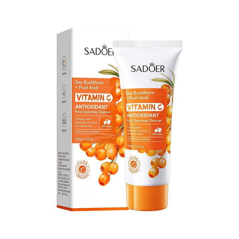 Sea Buckthorn Vitamin C Facial Cleanser Antioxidant Cleansing Foam Deep Pore Oil Control Face Wash 100g 100g