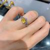 Jewelry micro-setting simulation pink diamond yellow diamond ring women's light luxury fashion simulation gemstone ring