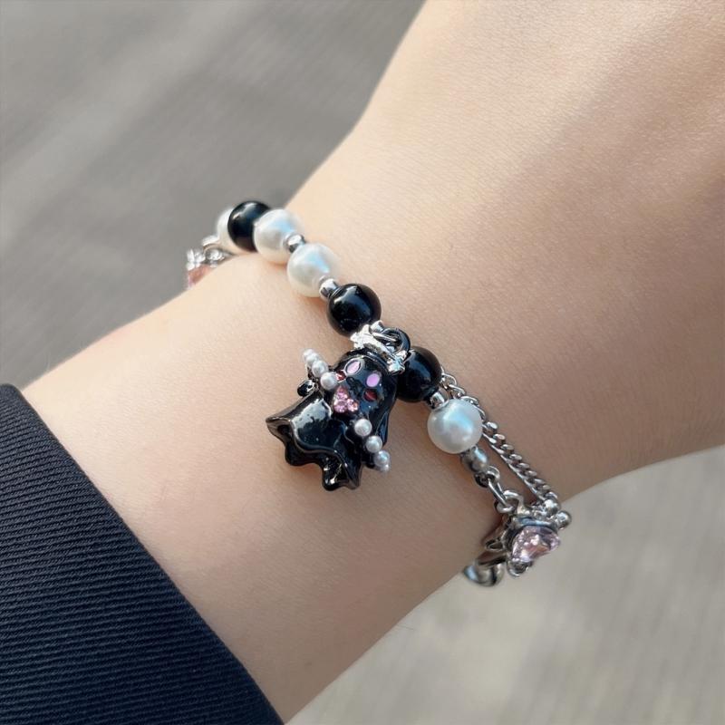 Exquisite Black White Beaded Little Specter Bracelets for Women Sweet Bracelets