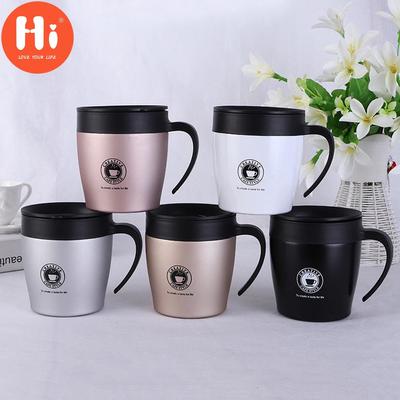 Hej rostfri termos kaffemugg isolerad dubbelvägg vattenkopp med lock