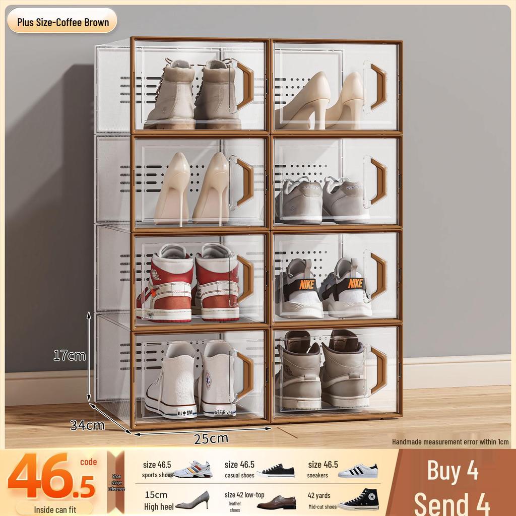 Transparent Foldable Shoe Storage Drawer: Space-Saving Plastic Shoe Organizer