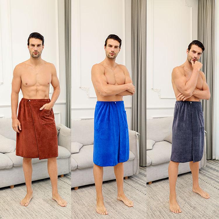 Men's Bath Towel, Beach Towel, Wearable, Soft, Absorbent, Anti Glare, Cross-border Ultra-fine Fiber Men's Bath Skirt, Short Skirt