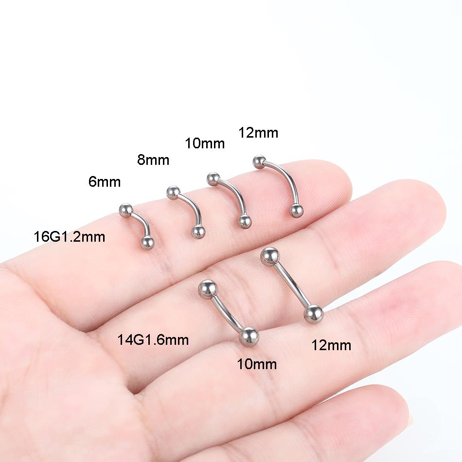 1PC Titanium Eyebrow Piercings Internally Threaded 14G 16G Curved Barbell for Anti Eyebrow Rook Stud Cartilage Lip Rings Jewelry