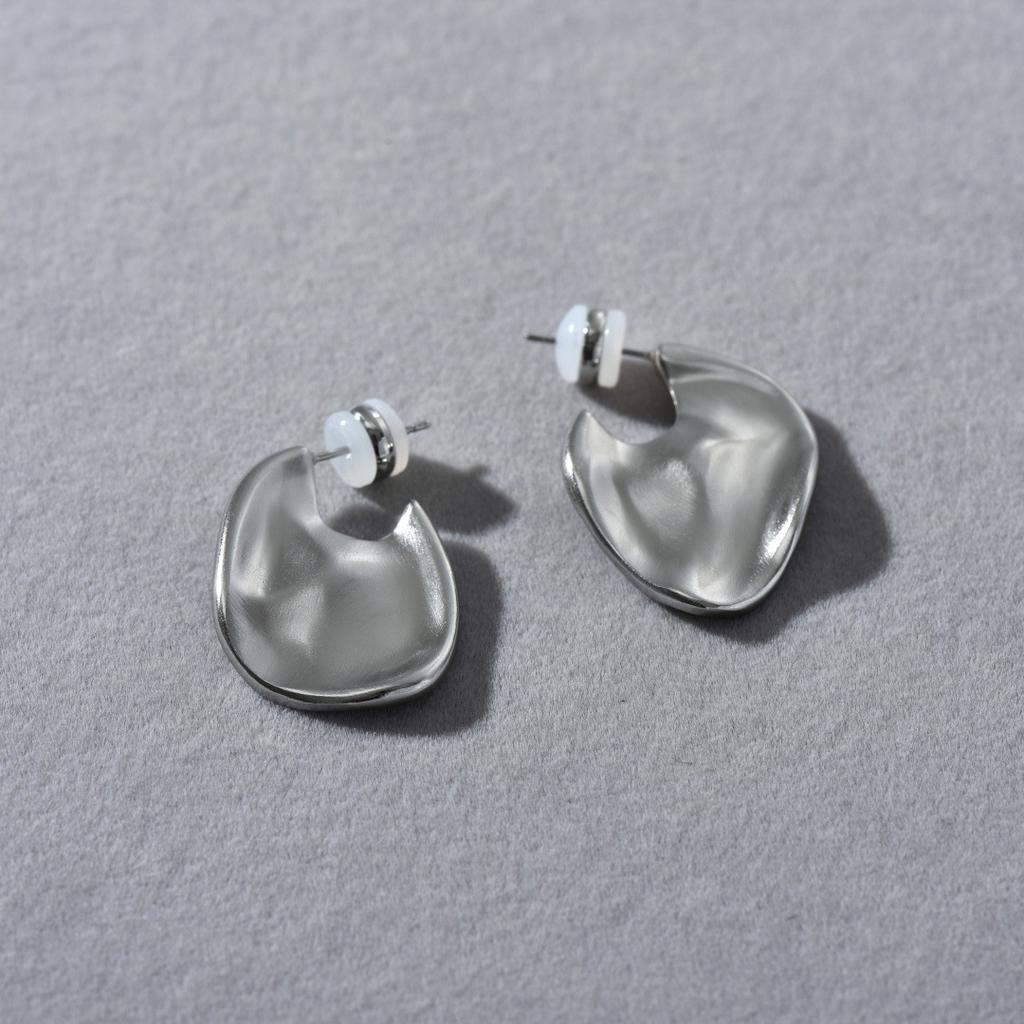 Vintage Geometric Irregular Metal Design Earrings S925 Silver Needle Stud Earrings Niche Trendy Personality Unique Earrings