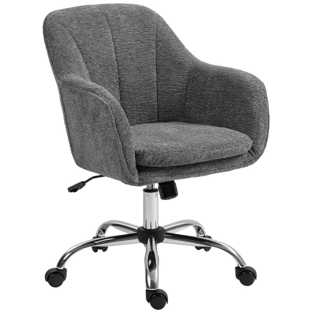 Home Office Desk Chair with Rocking and Swivel Function, Computer Chair with Wheels for Adults, Gray