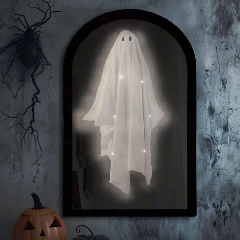 Spooky Halloween Ghost Mirror Creative LED Ghost Mirror Hologram Ghost Mirror  Prank Decor
