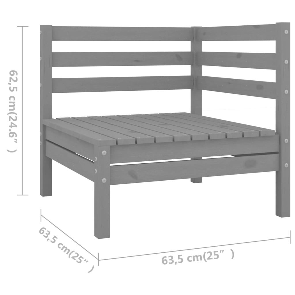 Vidaxl 5-Cz. Garden Lounge Furniture Set, Grey, Pine