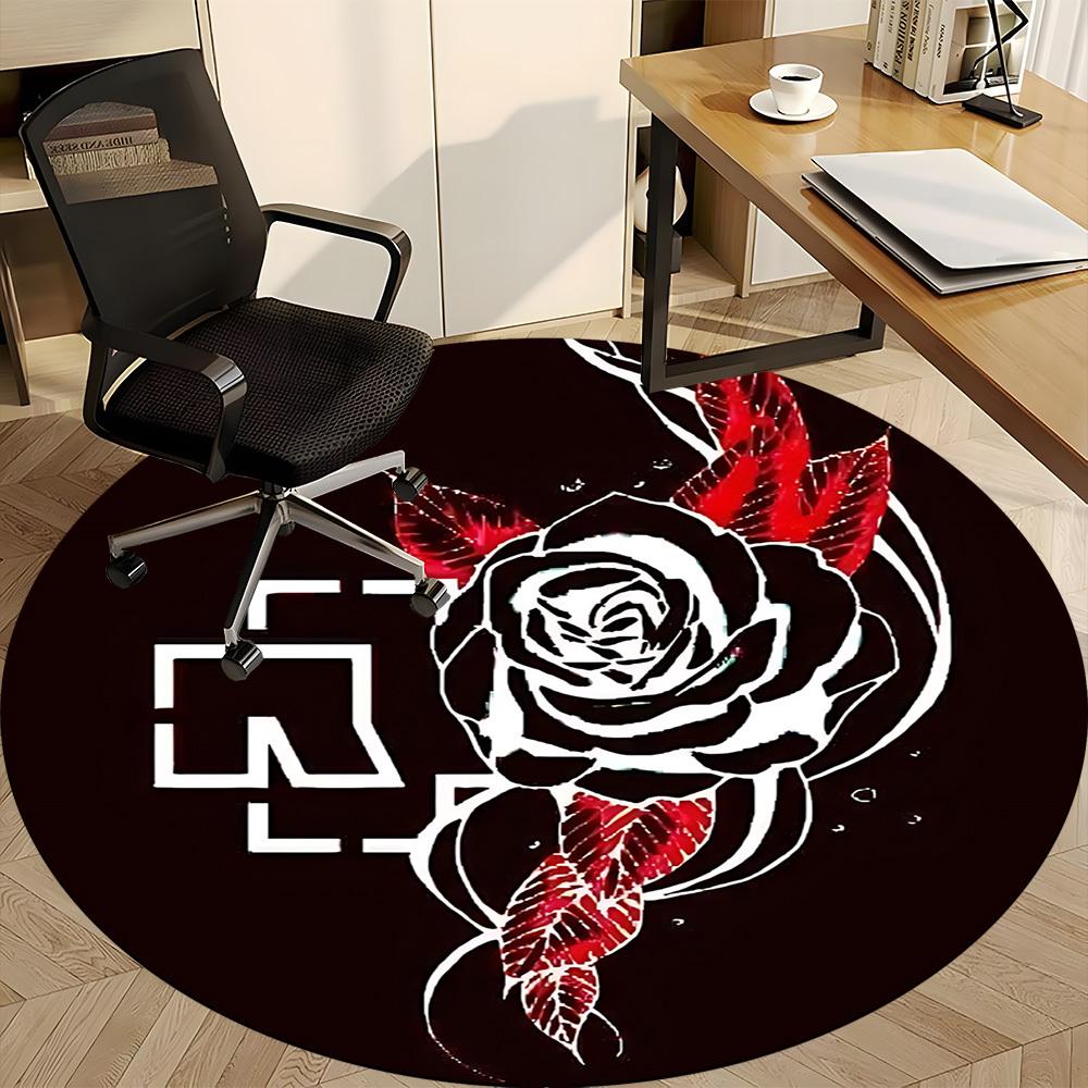 1PC RAMMSTEIN Office Round Rug - Perfect for Office or Study Decor, Non-Slip Backing, Decorative Floor Mat Yy250916046