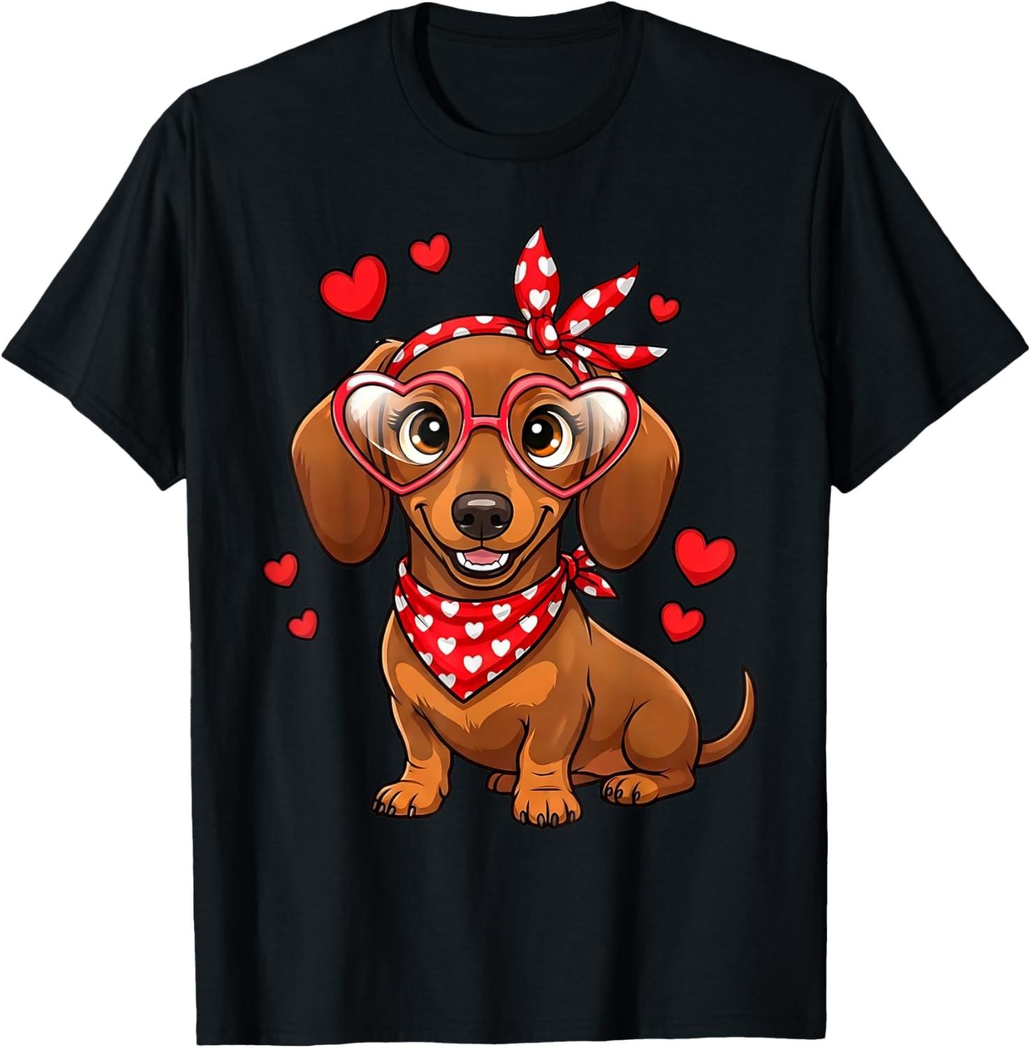Dachshund Valentines Day Wiener Dog Lover Weenie Heart T-Shirt S