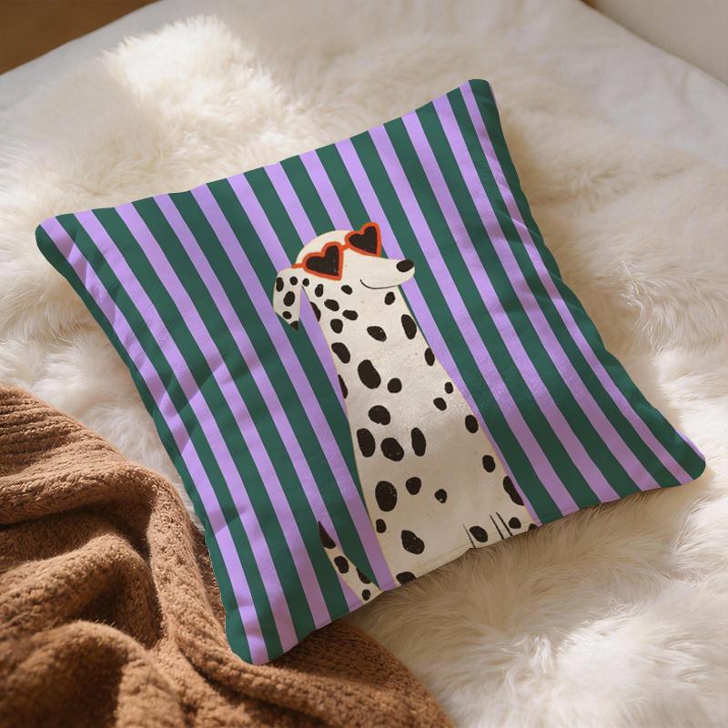 Vikama Check And Spot Dog Throw Blanket, Home Decoration Zipper Sofa Cushion Cover, Bedroom And Living Room Sofa Cushion Cover